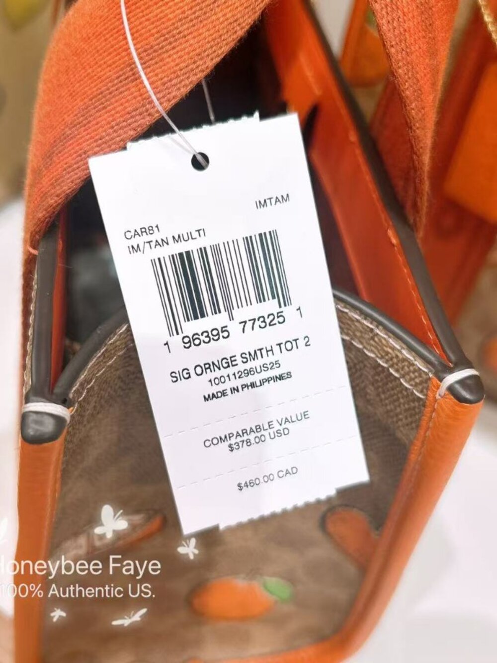 Coach Smith Tote Bag 24 In Signature With Orange Print CAR81 - Picture 4 of 6